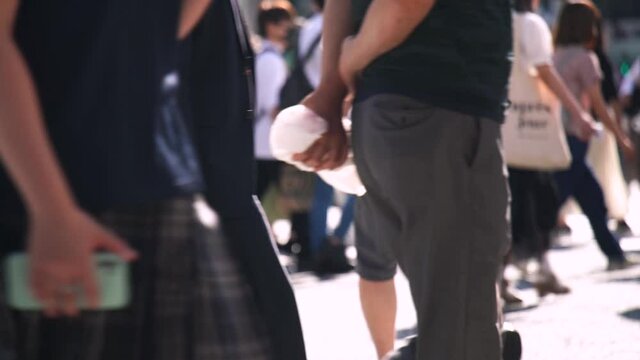 東京　渋谷スクランブル交差点　2021年6月　緊急事態宣言解除決定日　スロー