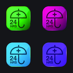 Accountant four color glass button icon