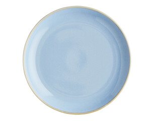 Empty blue plate with white edge, Blue plate isolated on white background with clipping path, Top view 