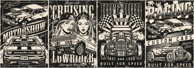 Poster Custom cars vintage monochrome posters © DGIM studio