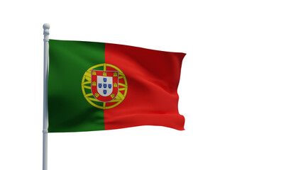 Portugal flag, waving in the wind - 3d rendering - CGI