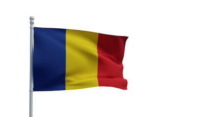 Romanian flag, waving in the wind - 3d rendering - CGI