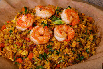 Asian cuisine - Fried Rice with prawn