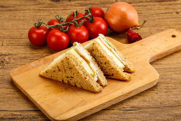 Club sandwich with chicken and cheese