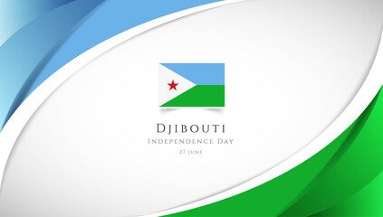 Abstract independence day of Djibouti country banner with elegant 3D background