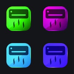 Air Condition four color glass button icon