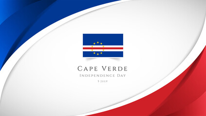Abstract independence day of Cape Verde country banner with elegant 3D background