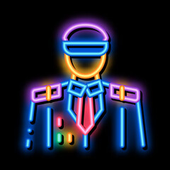 captain profession neon light sign vector. Glowing bright icon captain profession sign. transparent symbol illustration