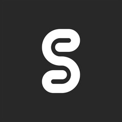 Bold letter S monogram logo monoline black and white design element.