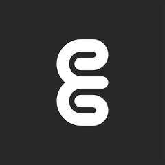 Monogram E letter logo, minimal style design template, white endless monoline mark.