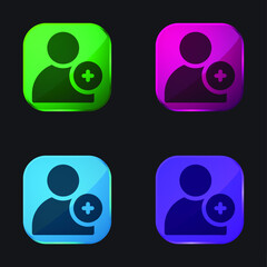 Add Friend four color glass button icon