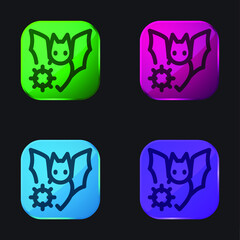 Bat four color glass button icon