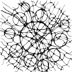 Vector neurographics. Circles connected by lines. The black and white drawing is simple.