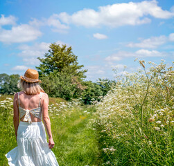 Walking through the English Cotswolds countryside