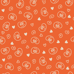 Fototapeta na wymiar Doodle seamless pattern of pretzels and hearts. Perfect for scrapbooking, textile and prints. Hand drawn vector illustration for decor and design. 