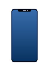 The smartphone is blue on a white background with space for text. Illustration of a smartphone.