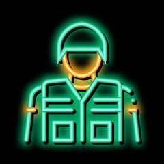 soldier profession neon light sign vector. Glowing bright icon soldier profession sign. transparent symbol illustration