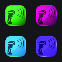 Barcode Scanner four color glass button icon