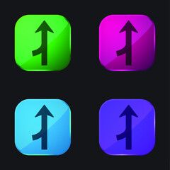 Arrow Merge Symbol four color glass button icon