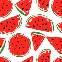 Watermelon sketch seamless illustration vector Tropical Trend Design Prints for Textiles