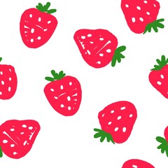 Strawberry vector background, Print design for textiles, Pattern seamless fruit