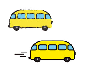 Yellow bus on a white background. Symbol. Vector illustration.