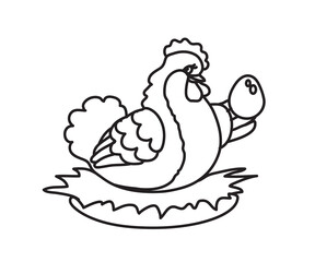 Hen-hen and egg on a white background. Symbol. Vector illustration.