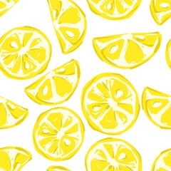 Hand drawn Lemon background pattern seamless trend print for textile