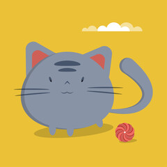 Сute animal vector illustration. Pussycat.