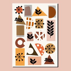 Mid century modern flowers wall art. Florals wall Decorations. Scandinavian mid century wall decor.