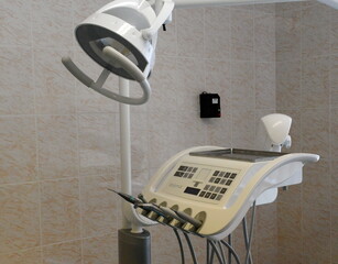 Working tools of a doctor in a dental office