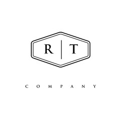 initial RT logo design vector