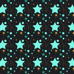 Dark Abstract Pattern with Twigs and Colorful Stars