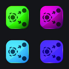 Atom four color glass button icon