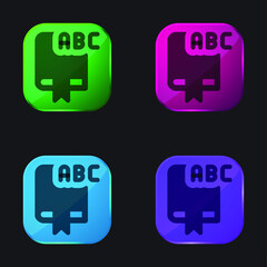 Alphabet four color glass button icon