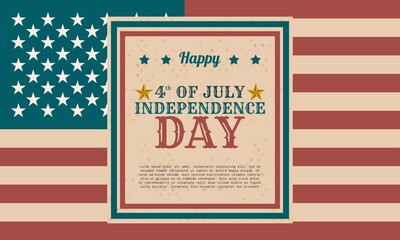 July 4th. Independence day background design in retro style. It is suitable for banner, poster, website, advertisement. Vector illustration