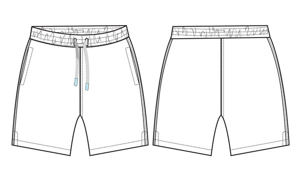 Vecteur Stock Boys Sweat Shorts vector fashion flat sketch template. Young  Men Technical Drawing Fashion art Illustration. | Adobe Stock