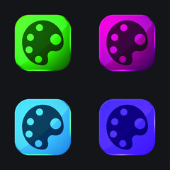 Big Paint Palette four color glass button icon