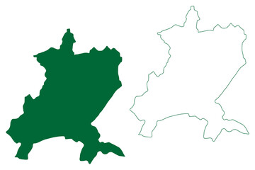 Obraz premium Zunheboto district (Nagaland State, Republic of India) map vector illustration, scribble sketch Zunheboto map
