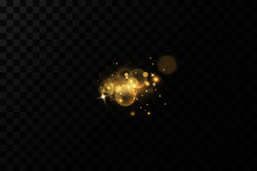 Gold bokeh background. Gold dust, light particles, background decorations. Vector. © blagorodez