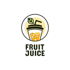 Juice cup drink fruit smoothie cocktail logo concept design illustration