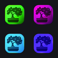 Accountant four color glass button icon