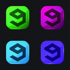 9gag four color glass button icon