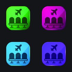 Airport four color glass button icon