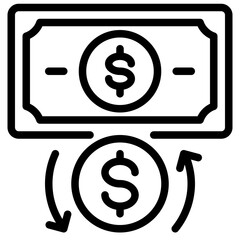 Money transfer outline style icon