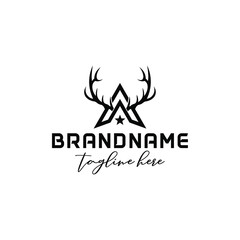 American Hunter Initial A Deer antler symbol logo