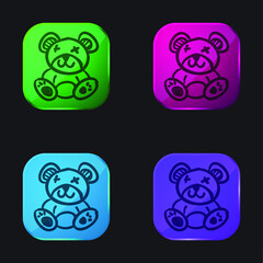 Accountant four color glass button icon