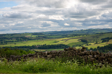 Fototapeta na wymiar Green valleys in England in a summer day
