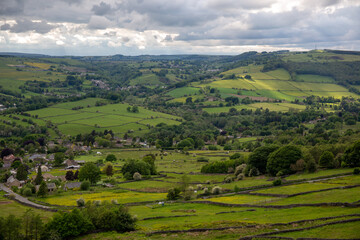 Fototapeta na wymiar Top view of luscious green valleys in England