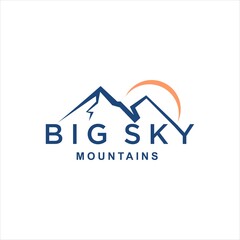 big sky mountain landscape logo for adventure hiking vector